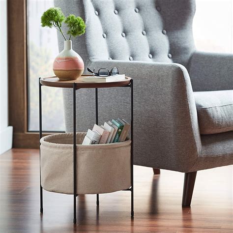 Clearance Side Table With Storage Basket